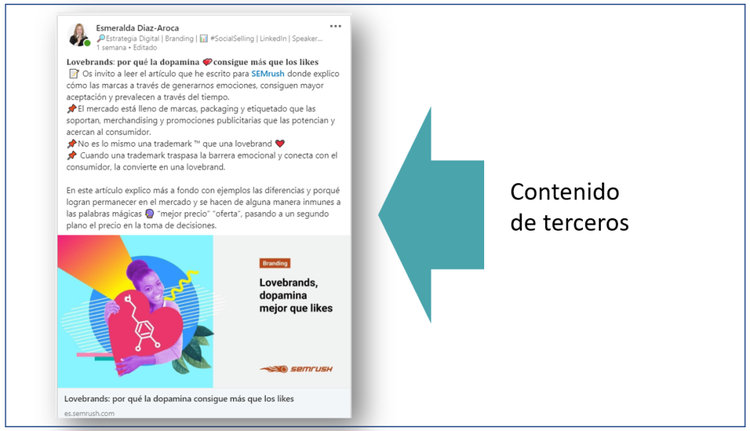 Estrategia de contenidos en LinkedIn - Publicar contenidos de terceros