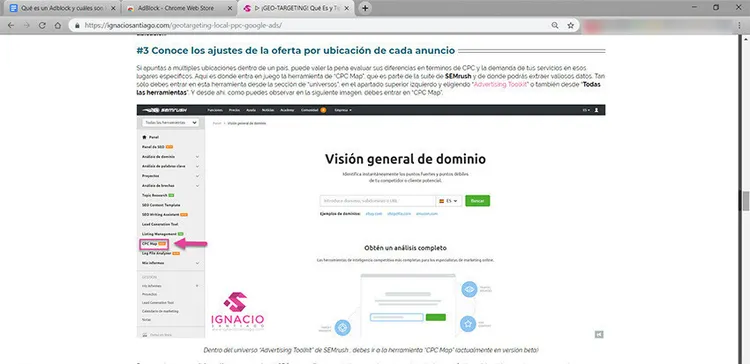 Qué es un Adblock: Ejemplo correcto del blog de Ignacio Santiago