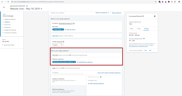 Campaña Inmail patrocinado LinkedIn Ads- 1