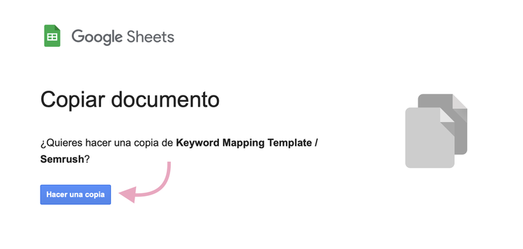 Haz una copia de la plantilla de Keyword Mapping