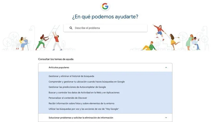 Centro ayuda Google con búsqueda y temas soporte
