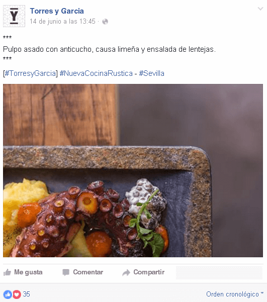 Redes Sociales para restaurantes - Buen post en Facebook