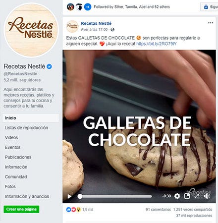 Agencias de social media - Ejemplo contenidos de Nestlé