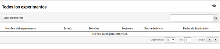 Listado de experimentos disponibles en Google Analytics