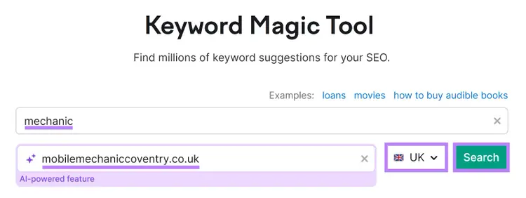 Búsqueda con Keyword Magic Tool