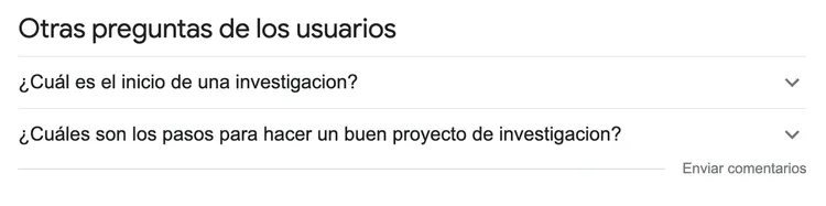 Otras preguntas usuarios trabajo investigación