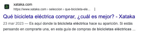 Resultado búsqueda bicicleta eléctrica artículo guía compra Xataka marzo 2023