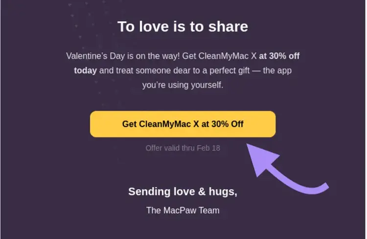 "Botón CTA "Consigue CleanMyMac X con un 30% de descuento