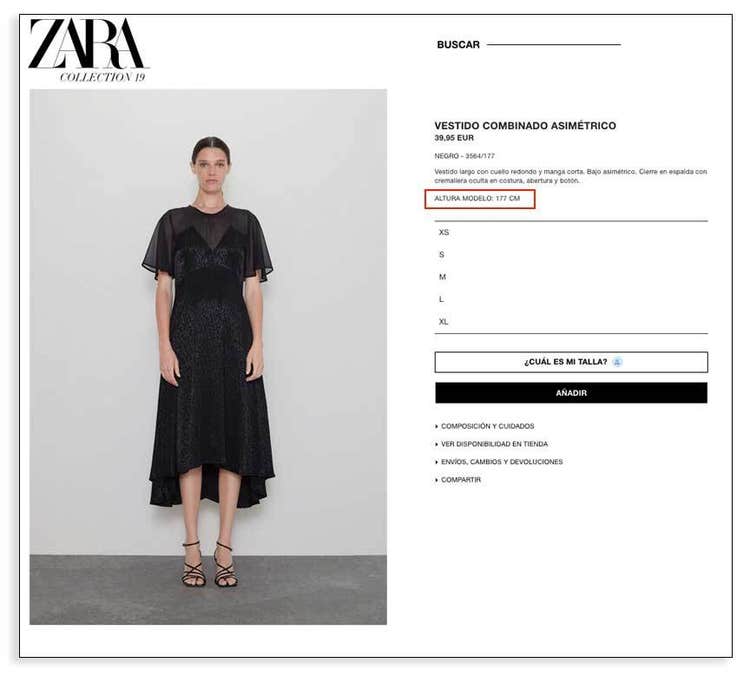 Descripción de producto - Ejemplo Zara