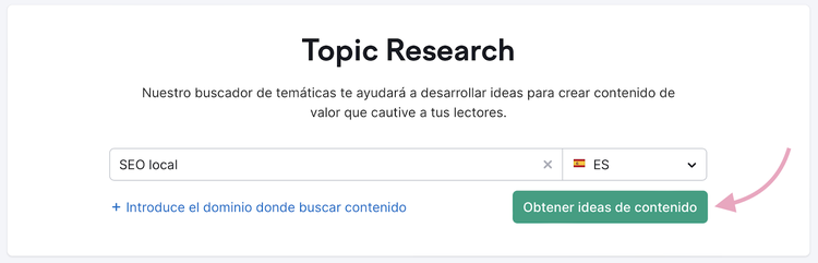 Obtén ideas de contenido con Topic Research