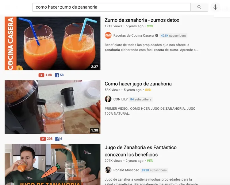 Resultados YouTube: zumo zanahoria recetas y jugo natural