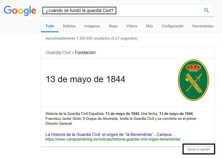 Qué es un fragmento destacado - Ejemplo Guardia Civil