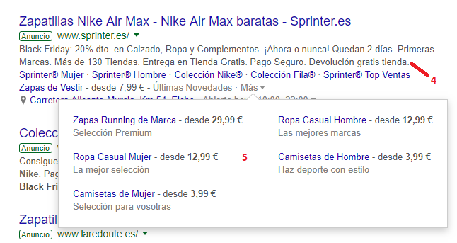 Extensiones de anuncio de Google ads
