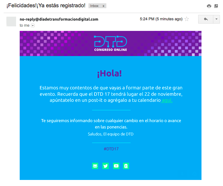 Ejemplo de confirmación newsletter DTD17