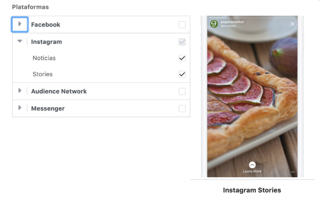 Instagram ads - Ubicación del anuncio