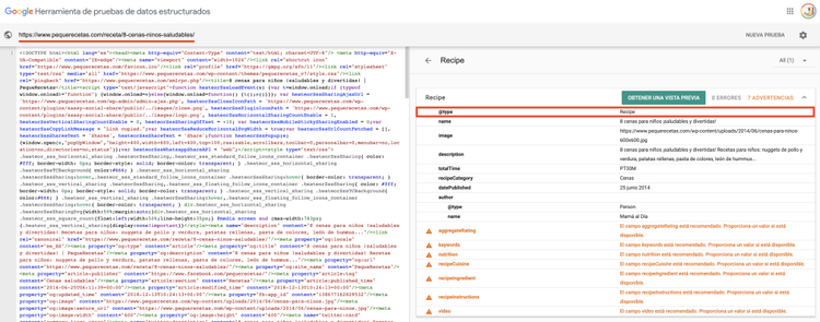Herramienta de datos estructurados de Google