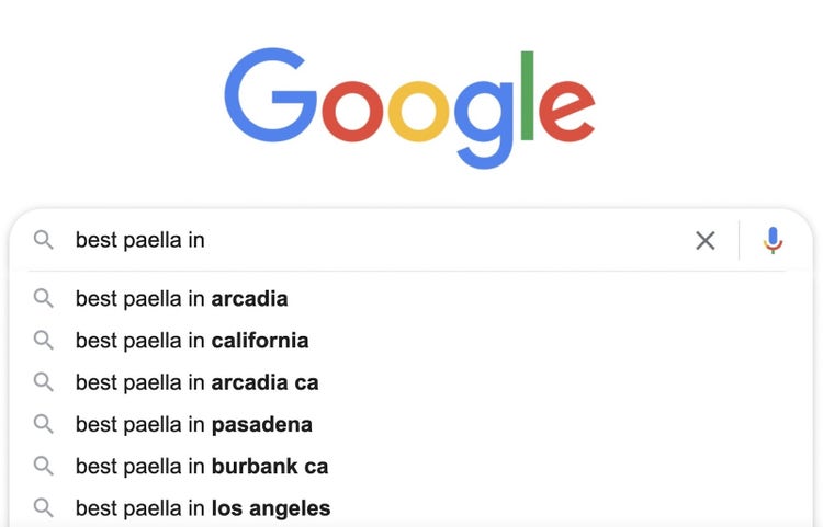 sugerencias de autocompletar de google