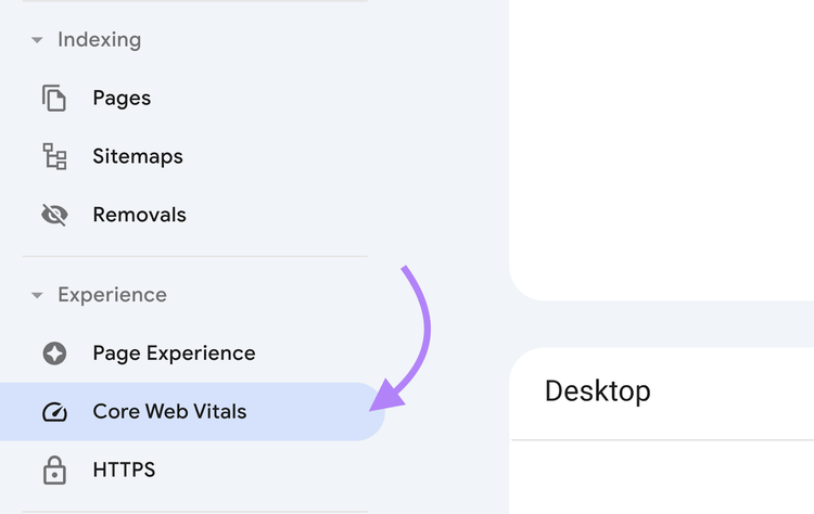 informe de signos vitales de la web principal resaltado en la navegación