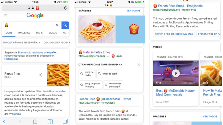 Cómo utilizar emojis - Google pizza