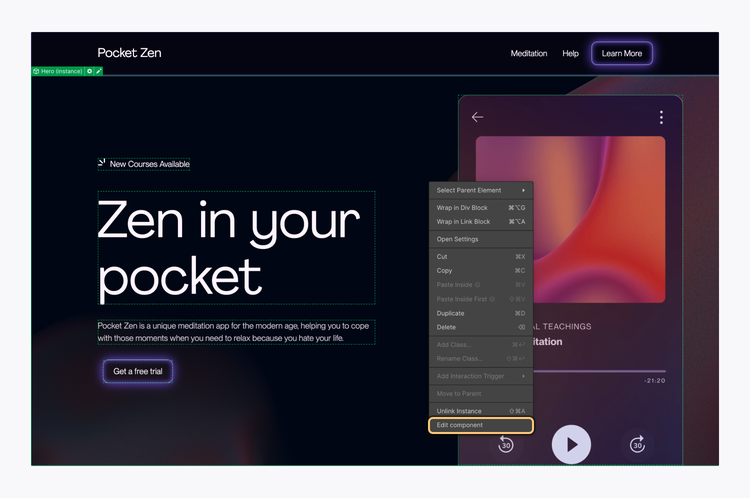 Creador de sitios web Webflow