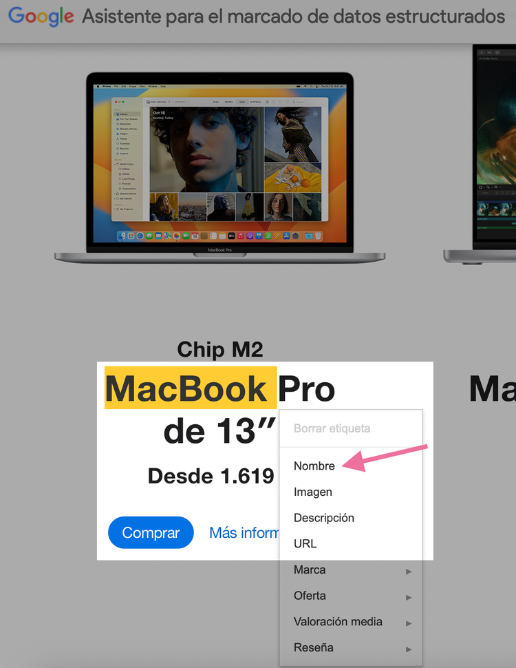 Añadir el nombre en el marcad de datos de schema