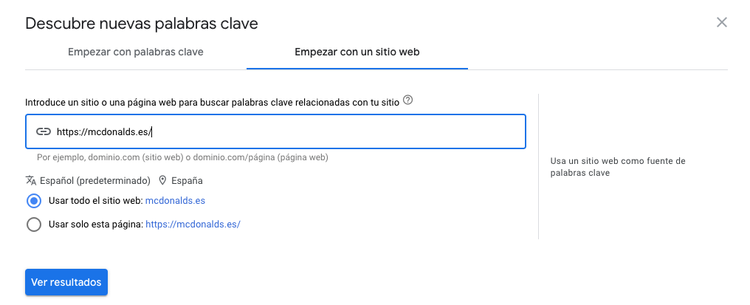 Introduce palabras claves específicas para obtener nuevas ideas.