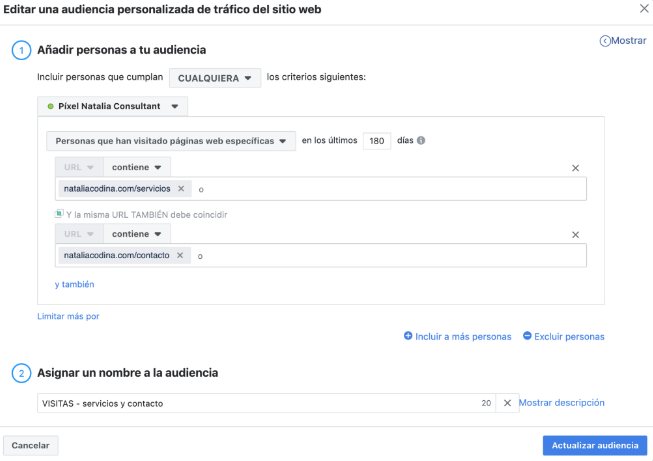 Instagram ads - Añadir personas a la audiencia