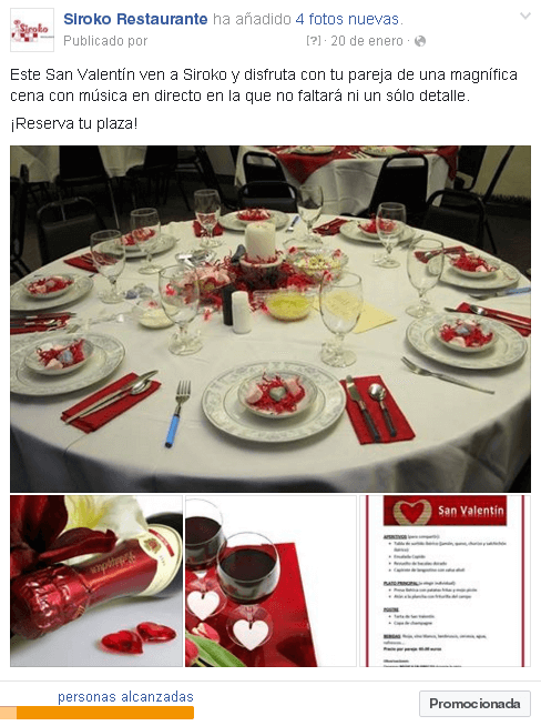 Redes Sociales para restaurantes - Post promocionado en Facebook