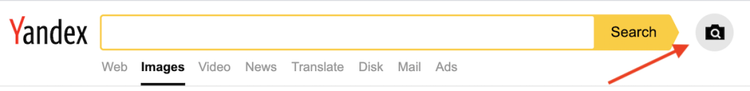 Yandex camera icon for search