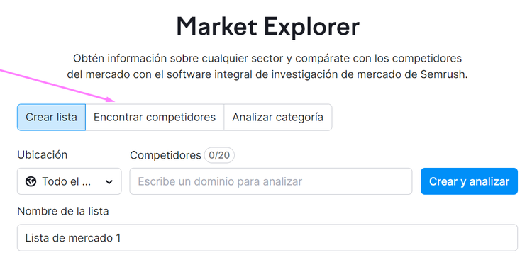 Market Explorer de Semrush