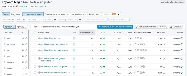 Keyword Magic Tool búsqueda palabras clave relevantes tema
