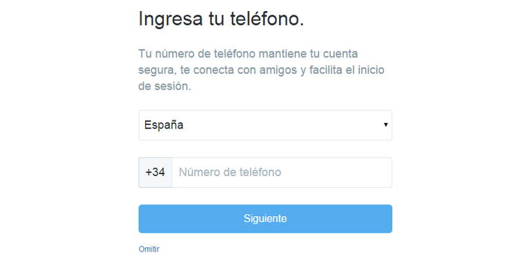 Crear cuenta twitter - Paso 3