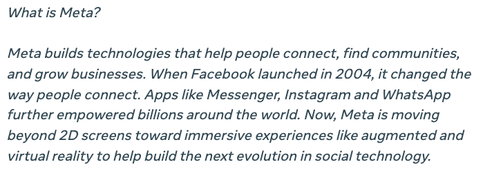"Qué es Meta