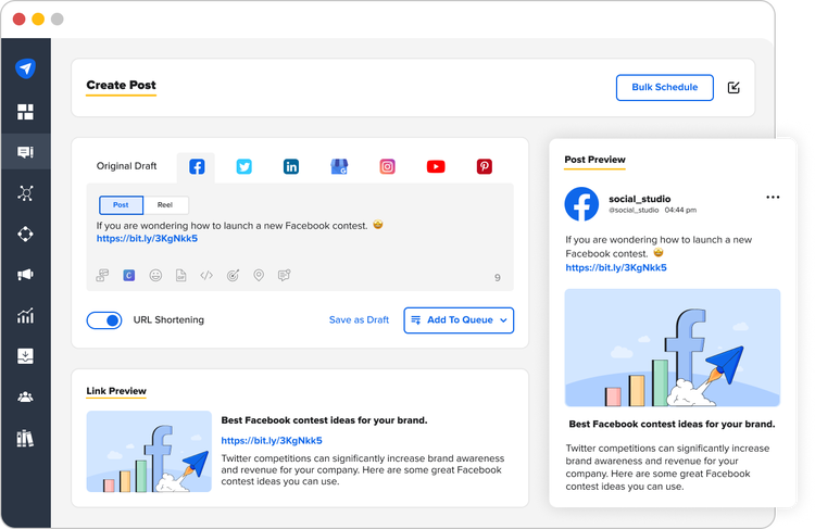 página "crear entrada" en SocialPilot