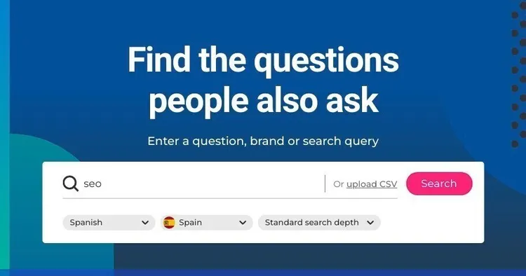 AlsoAsked tool interface to discover questions people ask online