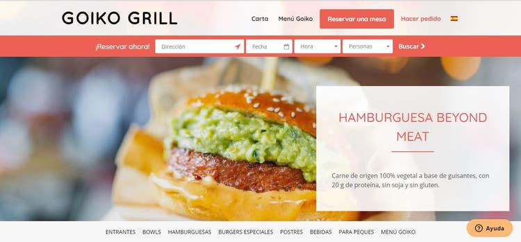 Plan de marketing para restaurantes de comida rápida - Landing Goiko Grill