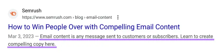 se destaca la meta descripción en las SERP