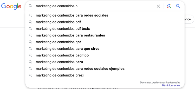 Ejemplo del Autocompletado de Google