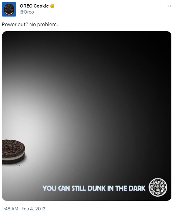 El tweet de Oreo "Moja en la oscuridad