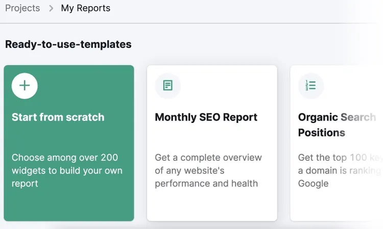 Herramienta Mis informes de Semrush