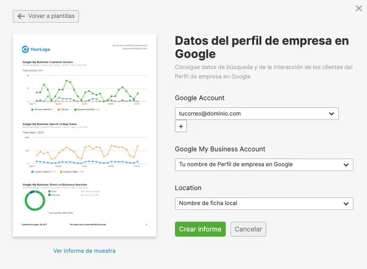 Crea un informe de Google Business.