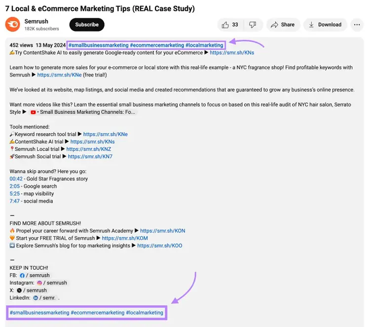 Descripción YouTube vídeo marketing ecommerce tips caso estudio real