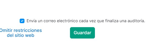 Checkbox option to send email when site audit completes with Save button