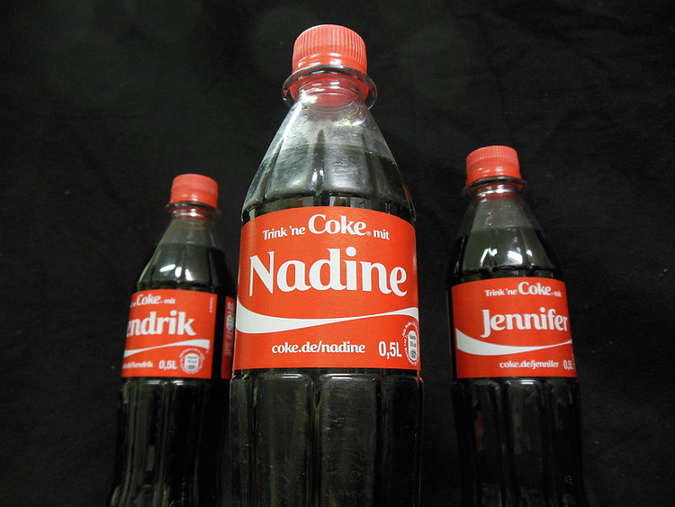 Botellas de Coca-Cola de la campaña "Comparte una Coca-Cola