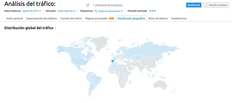 Buscar nuevos mercados - Análisis del tráfico geodistribución