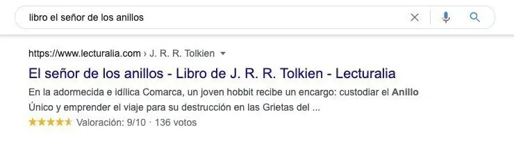 Resultado búsqueda libro con puntuación de 5 estrellas