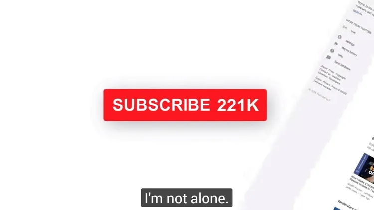Botón Subscribe 221K en interfaz similar a YouTube con contador de suscriptores