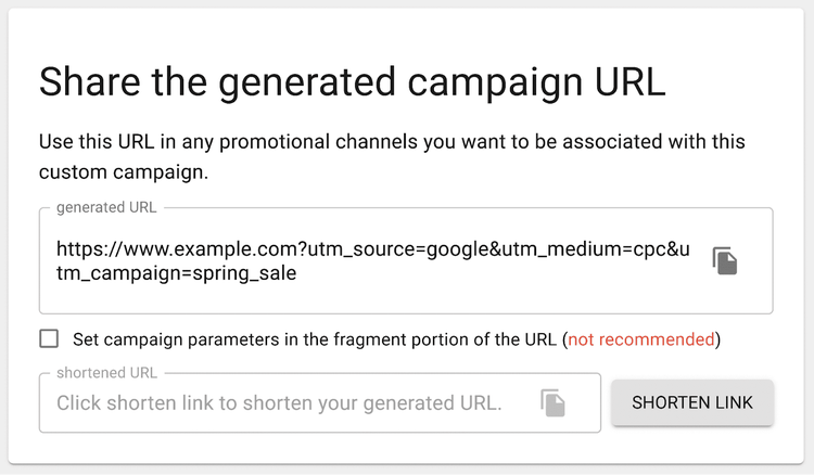 Compartir la url generada desde Google