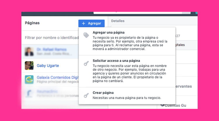 Facebook Business Manager - Agregar una página