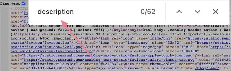 ver la barra de búsqueda de origen de la página con la palabra clave introducida